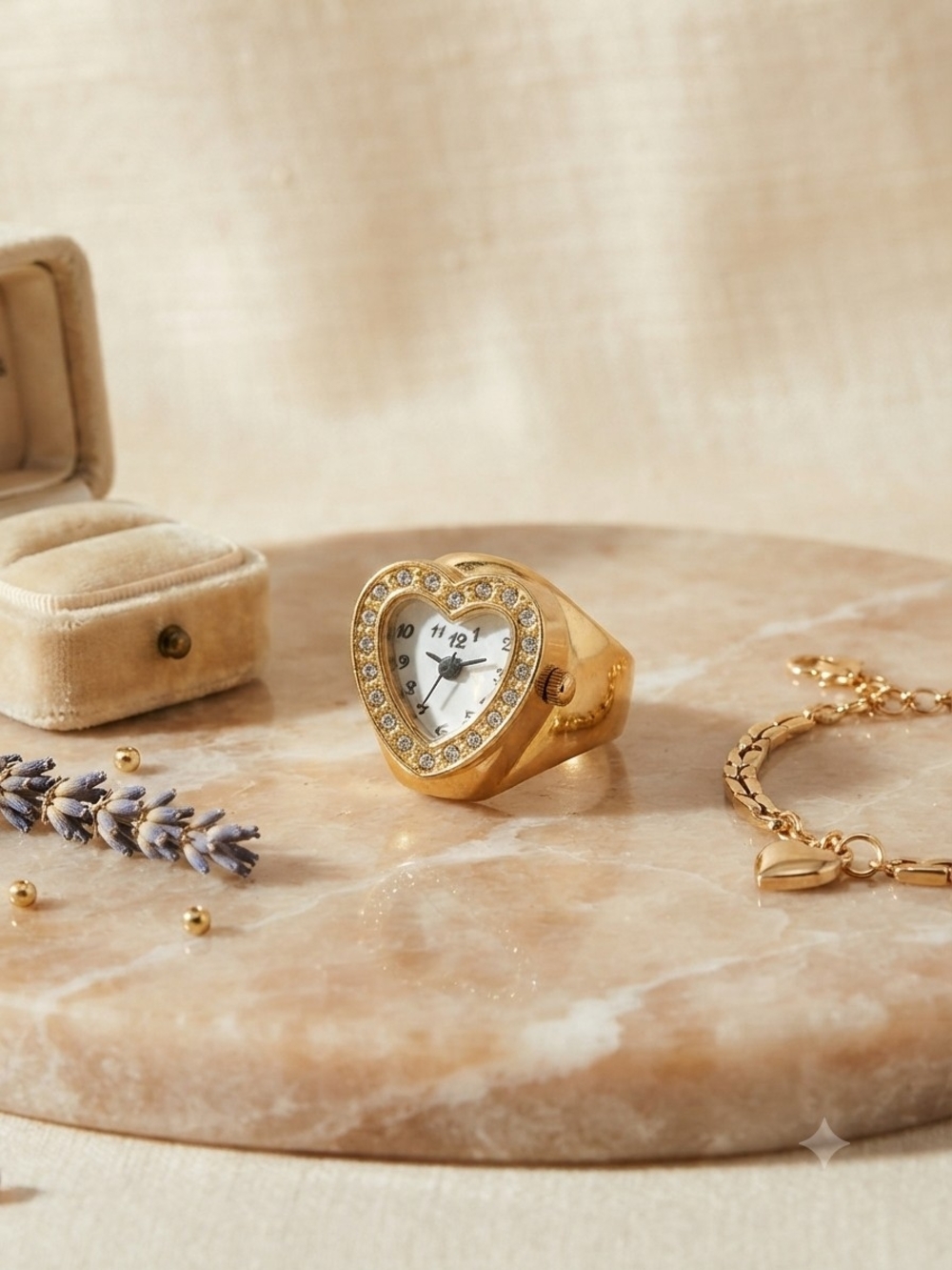 Gold Tone Heart Ring Urban Outfitters Gold Heart Ring Watch with Clear Crystals
